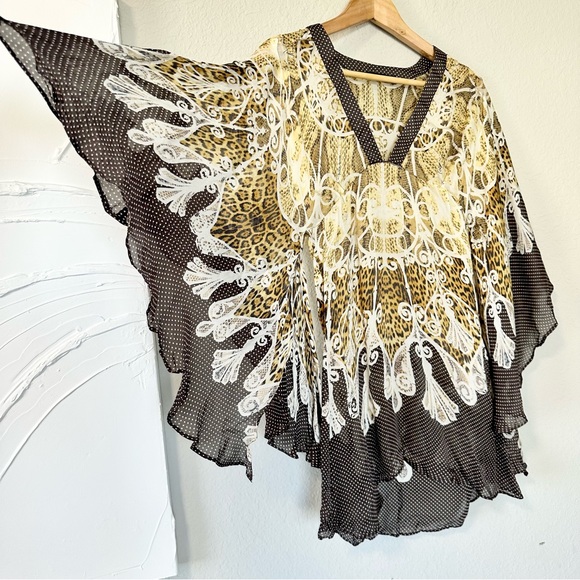 Roberto Cavalli Silk kaftan Chiffon Kimono top - Picture 7 of 15